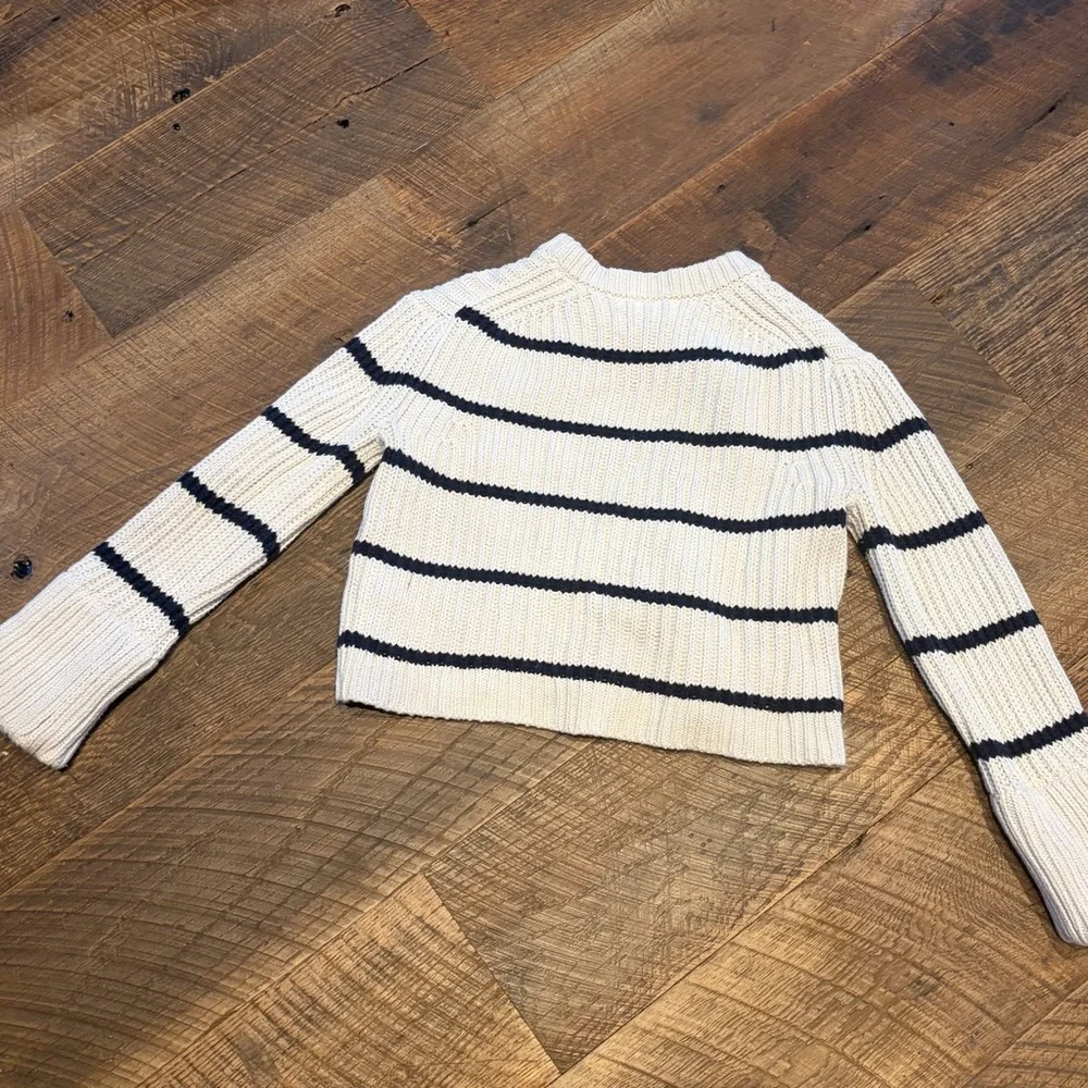 J.Crew Striped Cropped Sweater Heavy Cotton Knit Size S